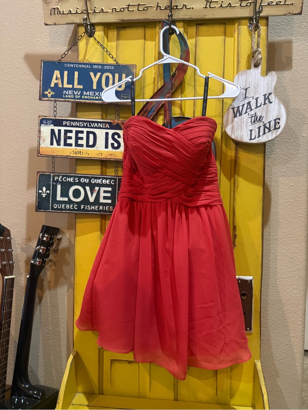 Red Strapless Girls' Party Dress